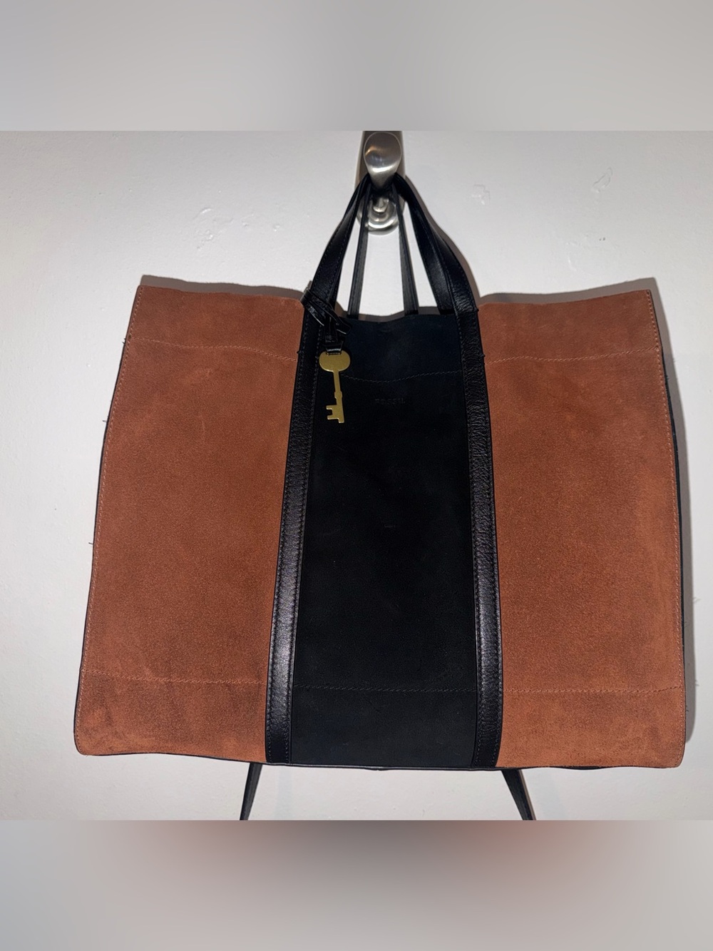Fossil Carmen Leather & Suede Tote Bag